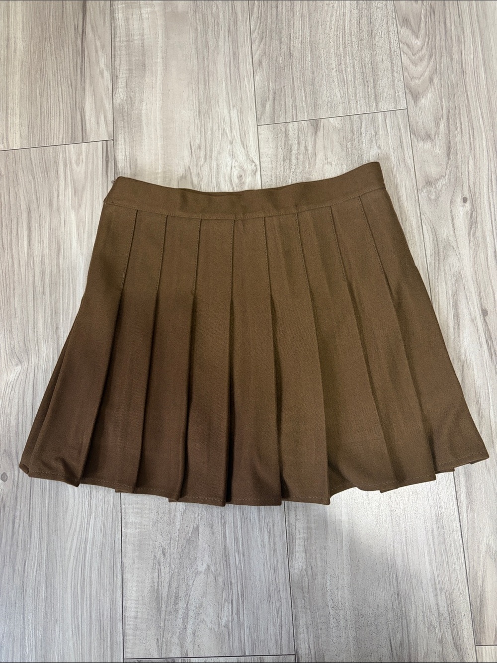 Pleated Brown Mini Skirt - Women's Classic A-Line
